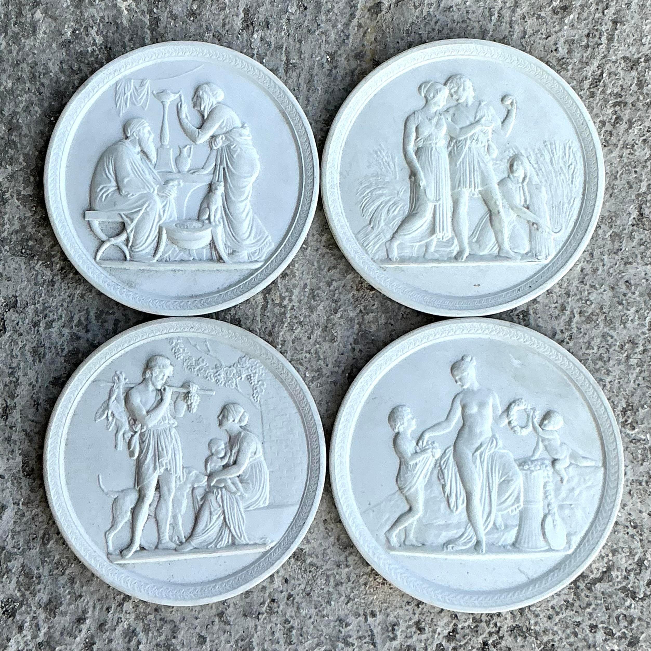 Vintage Regency Royal Copenhagen Bisque Taglio - Set of 4 In Good Condition For Sale In West Palm Beach, FL