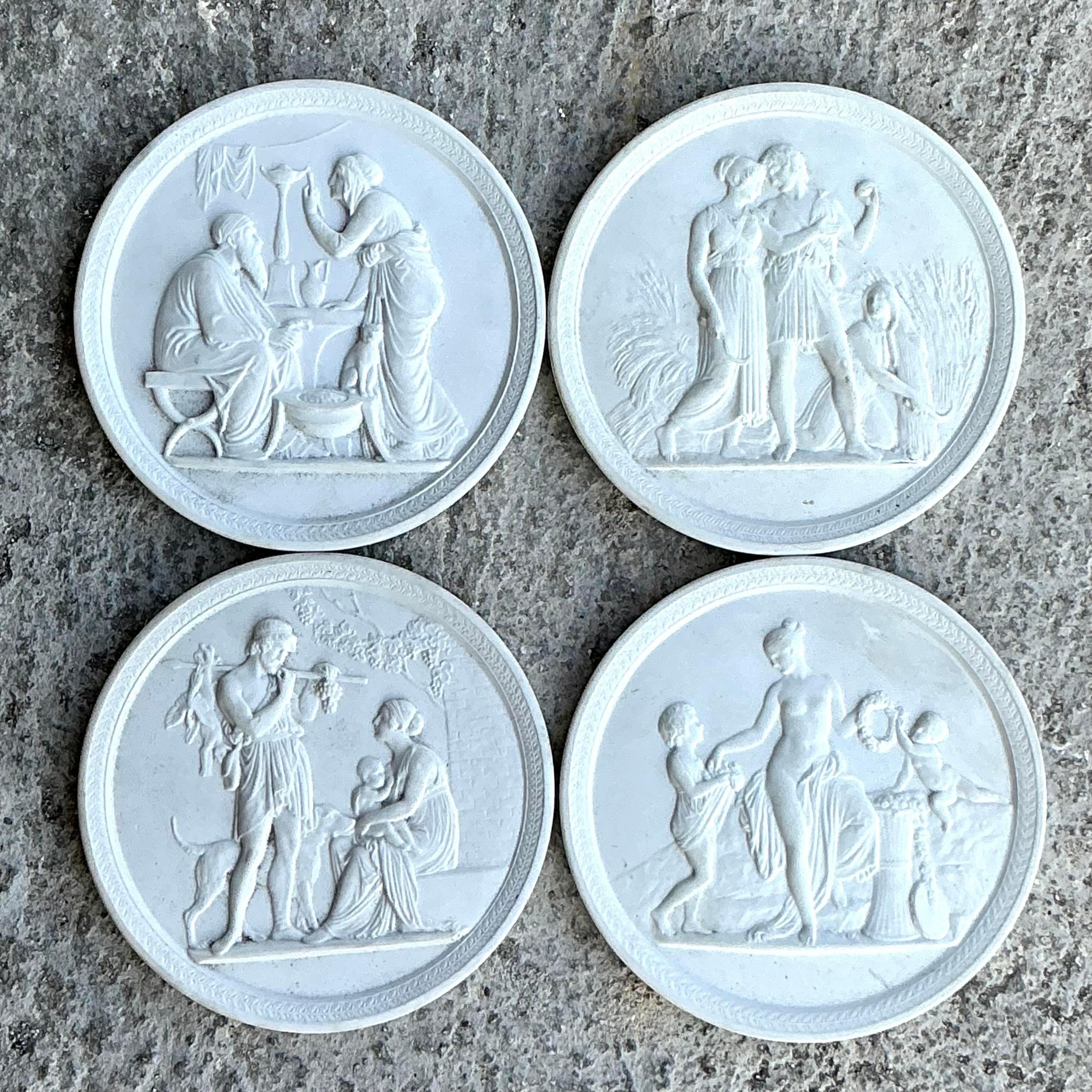 20th Century Vintage Regency Royal Copenhagen Bisque Taglio - Set of 4 For Sale