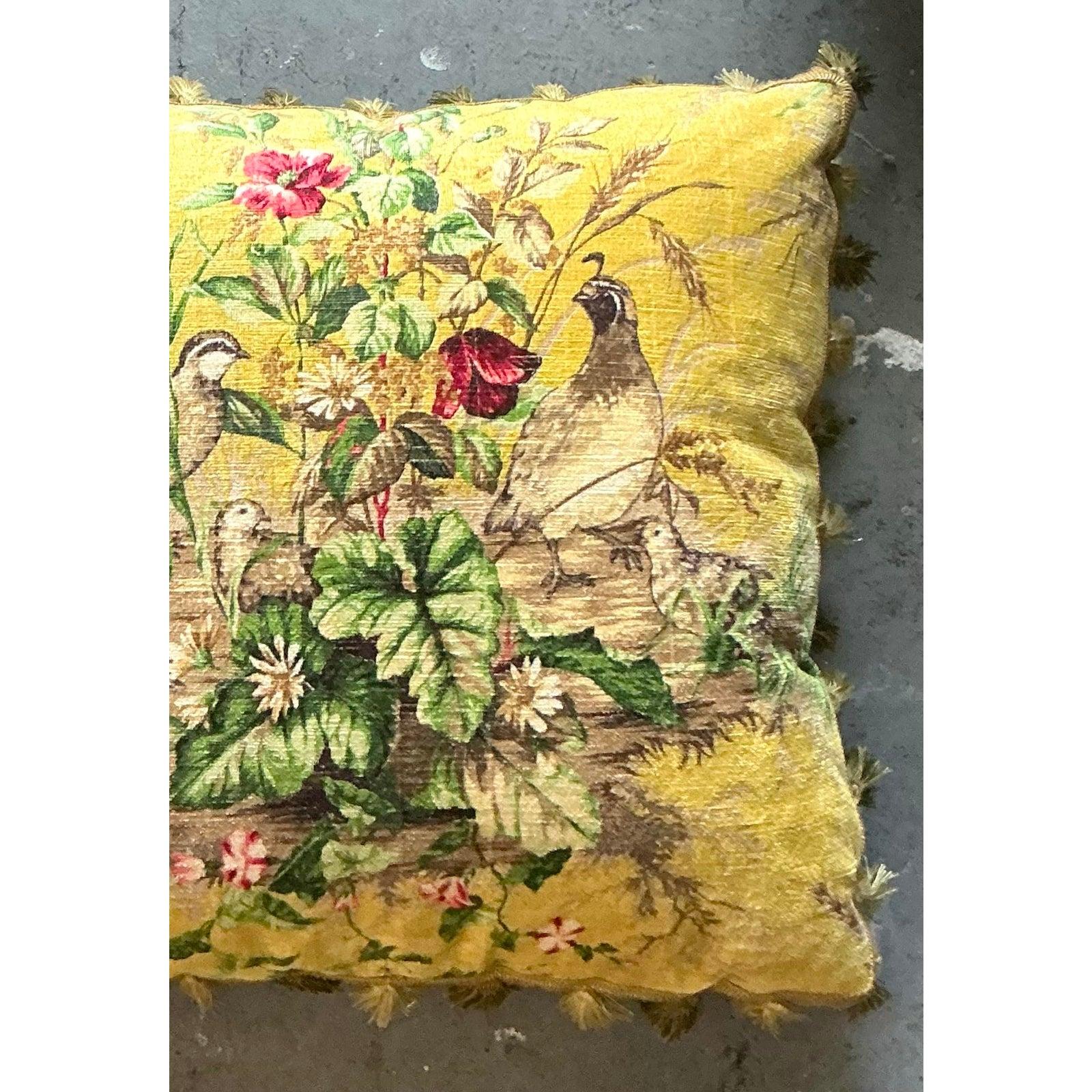 American Vintage Regency Scalamandre Edwin Covey Tassel Throw Pillow For Sale