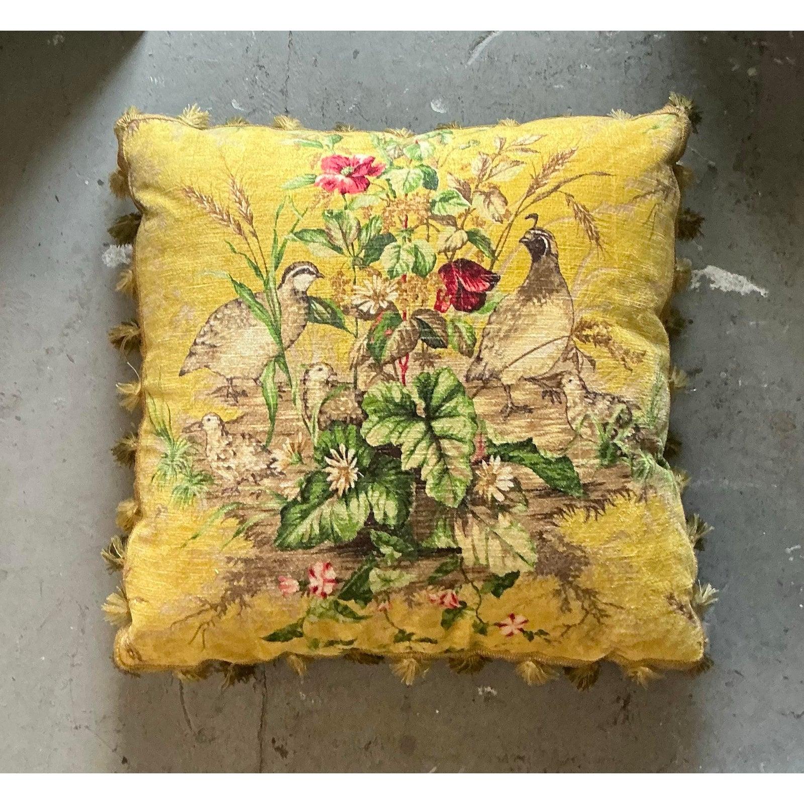 Vintage Regency Scalamandre Edwin Covey Tassel Throw Pillow In Good Condition For Sale In West Palm Beach, FL