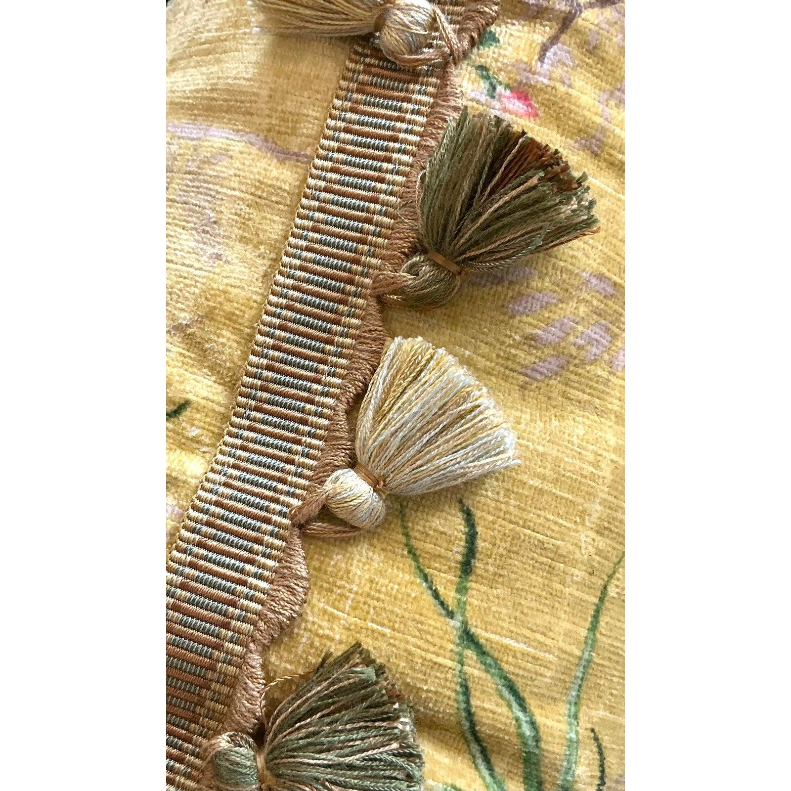 20th Century Vintage Regency Scalamandre Edwin Covey Tassel Throw Pillow For Sale