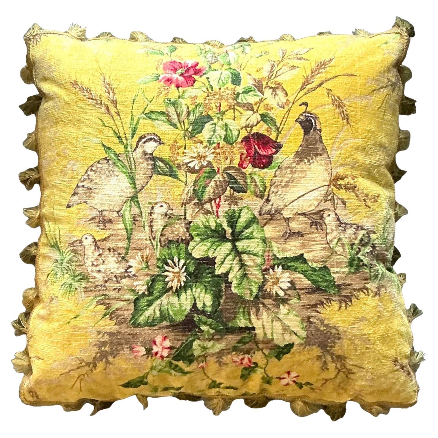 Vintage Regency Scalamandre Edwin Covey Tassel Throw Pillow For Sale