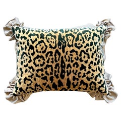 Vintage Regency Scalamandre Leopard Velvet Throw Pillow