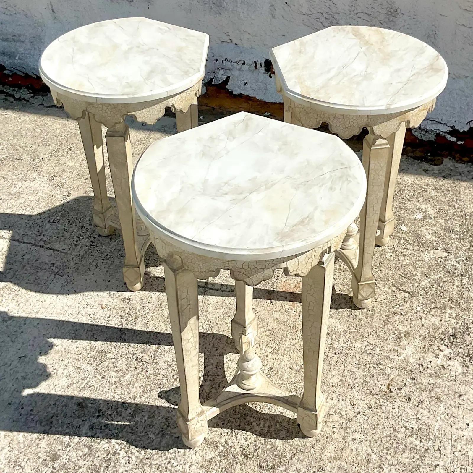 20th Century Vintage Regency Scalloped Octagon Nesting Tables For Sale