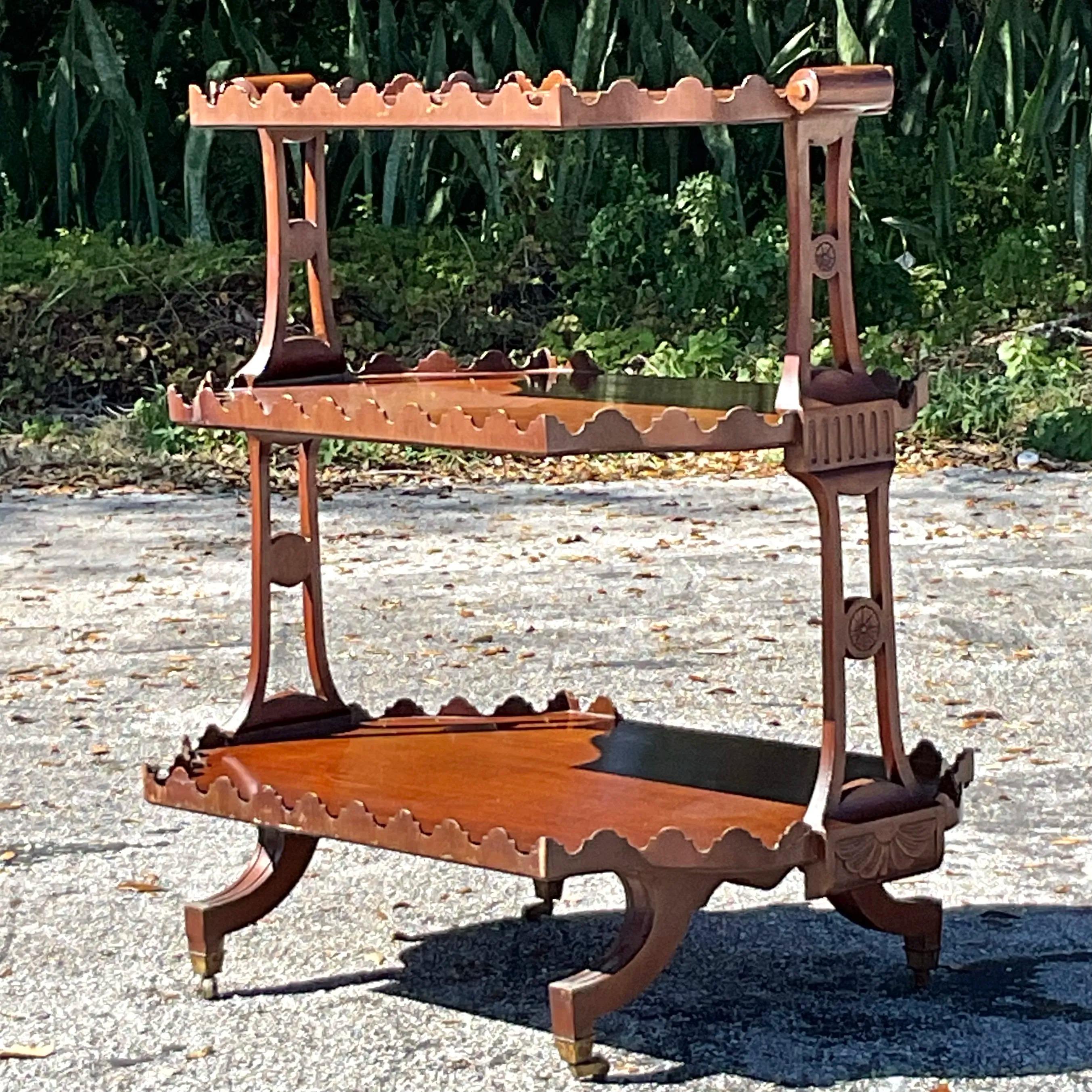 British Vintage Regency Scalloped Tabouret For Sale