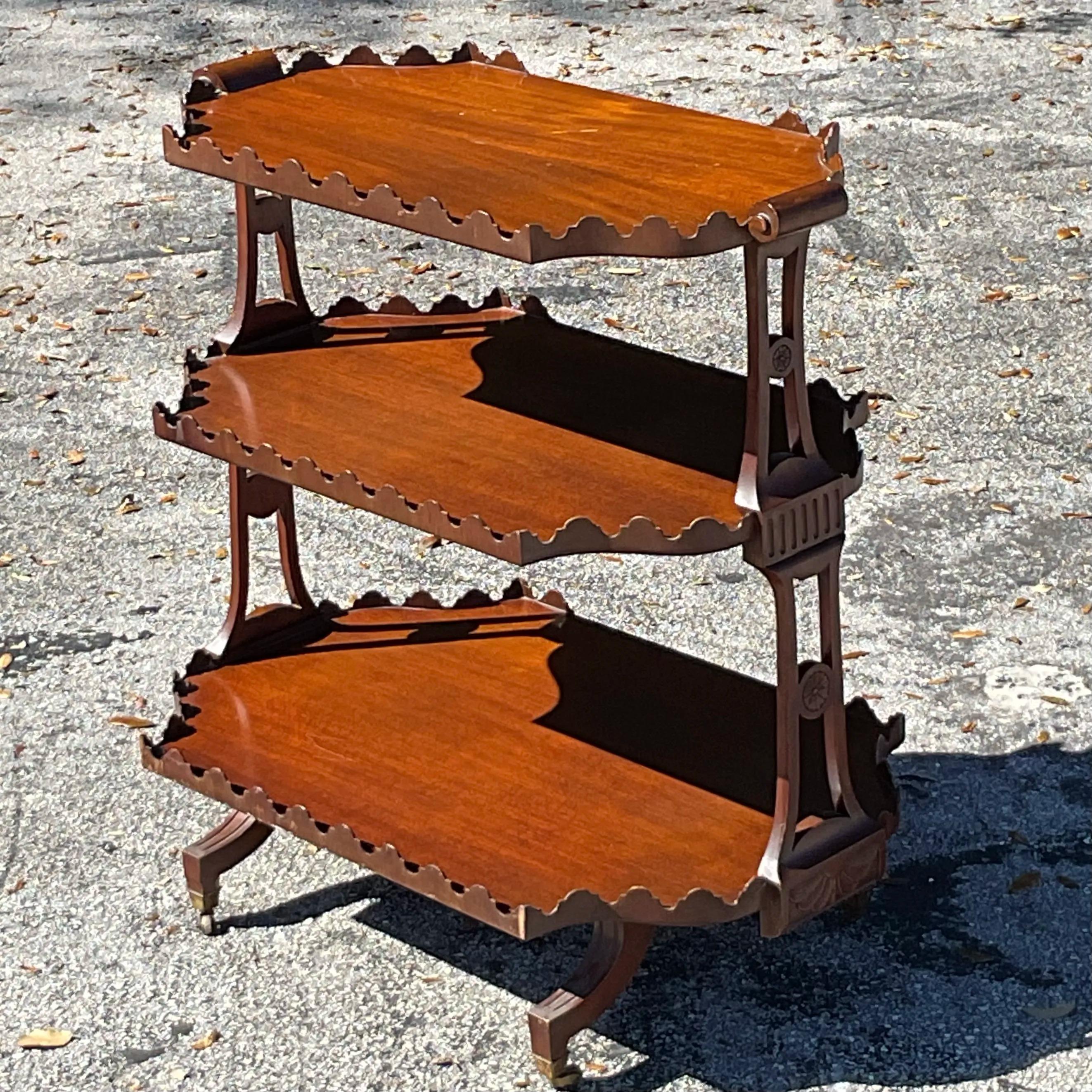 Vintage Regency Scalloped Tabouret In Good Condition For Sale In west palm beach, FL