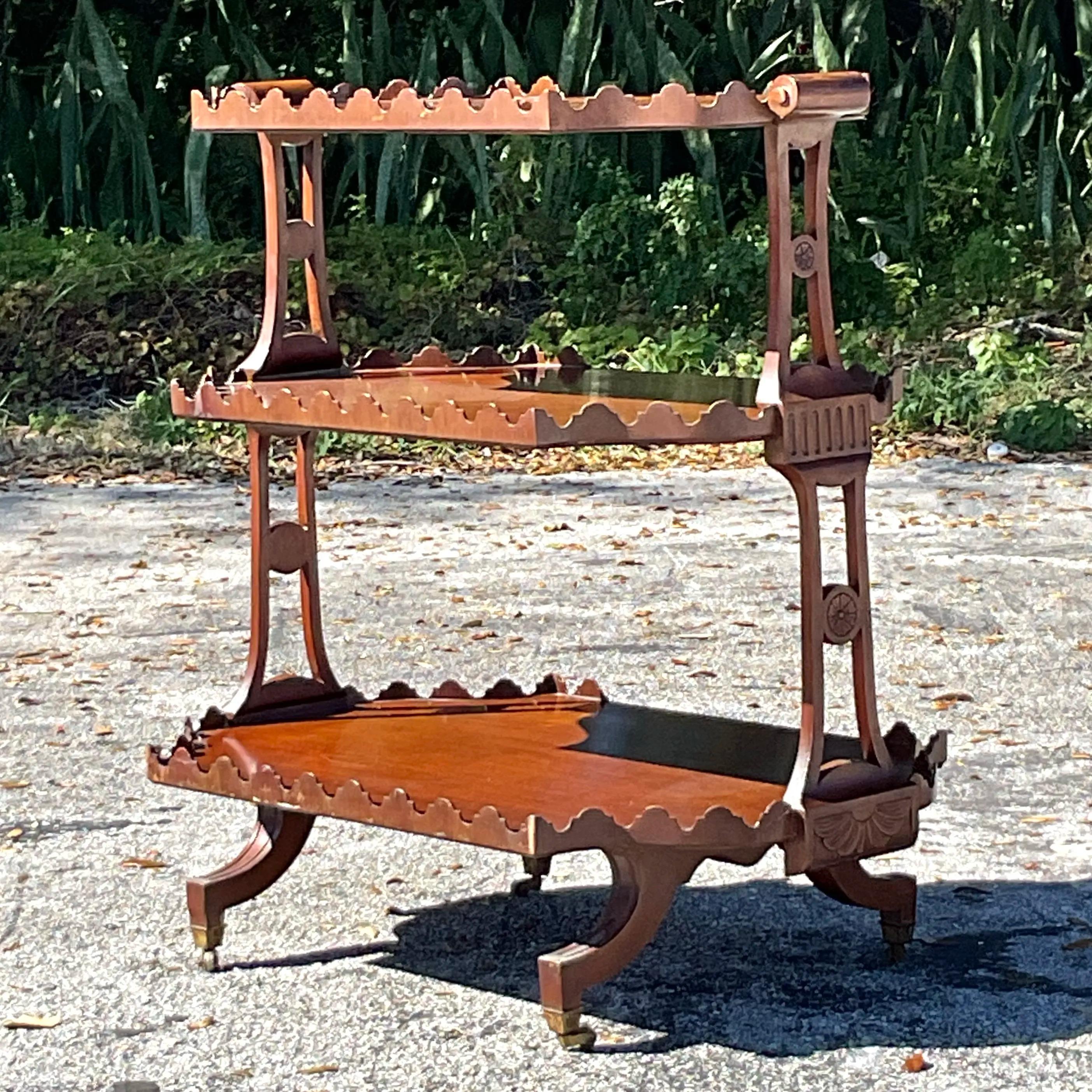 20th Century Vintage Regency Scalloped Tabouret For Sale