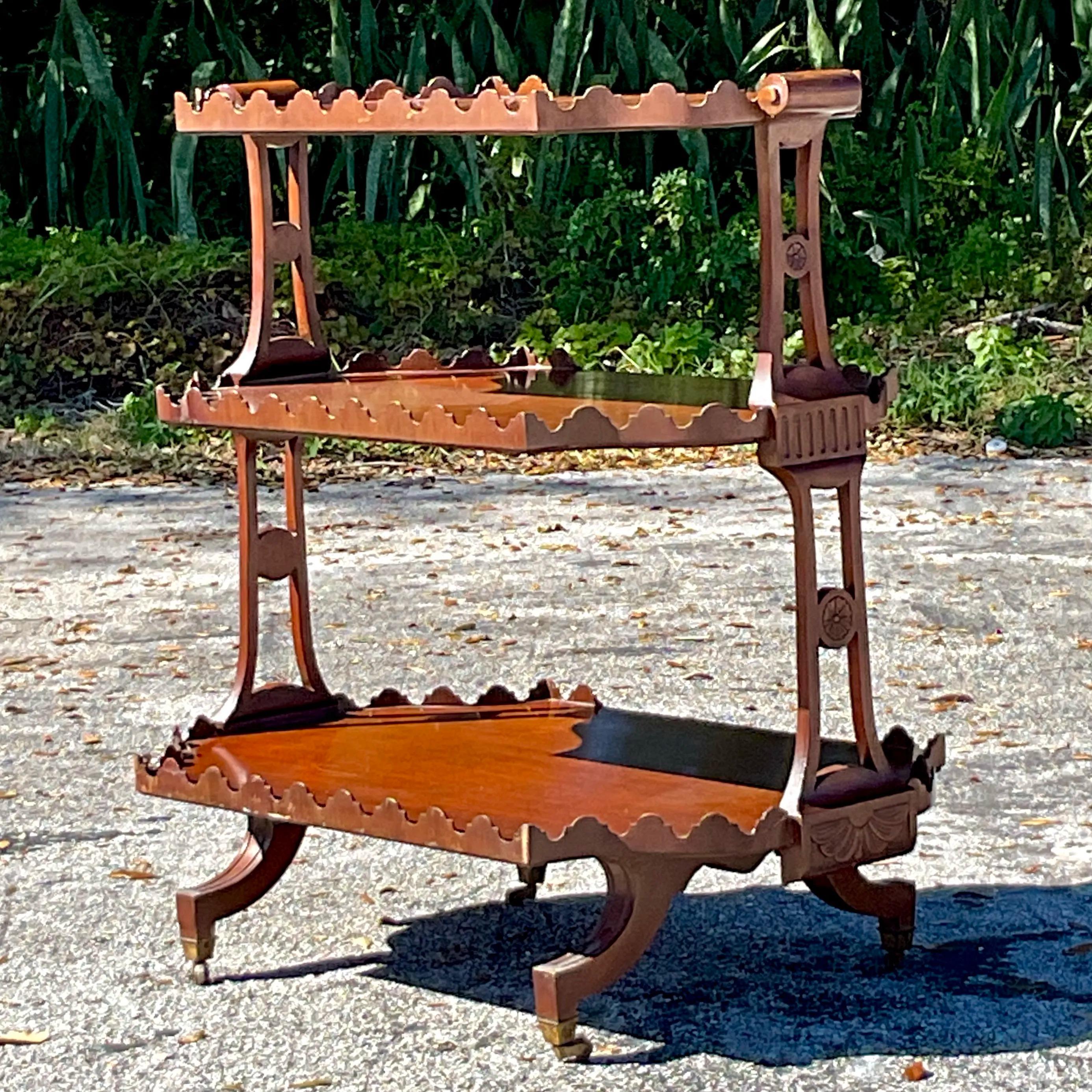 Wood Vintage Regency Scalloped Tabouret For Sale