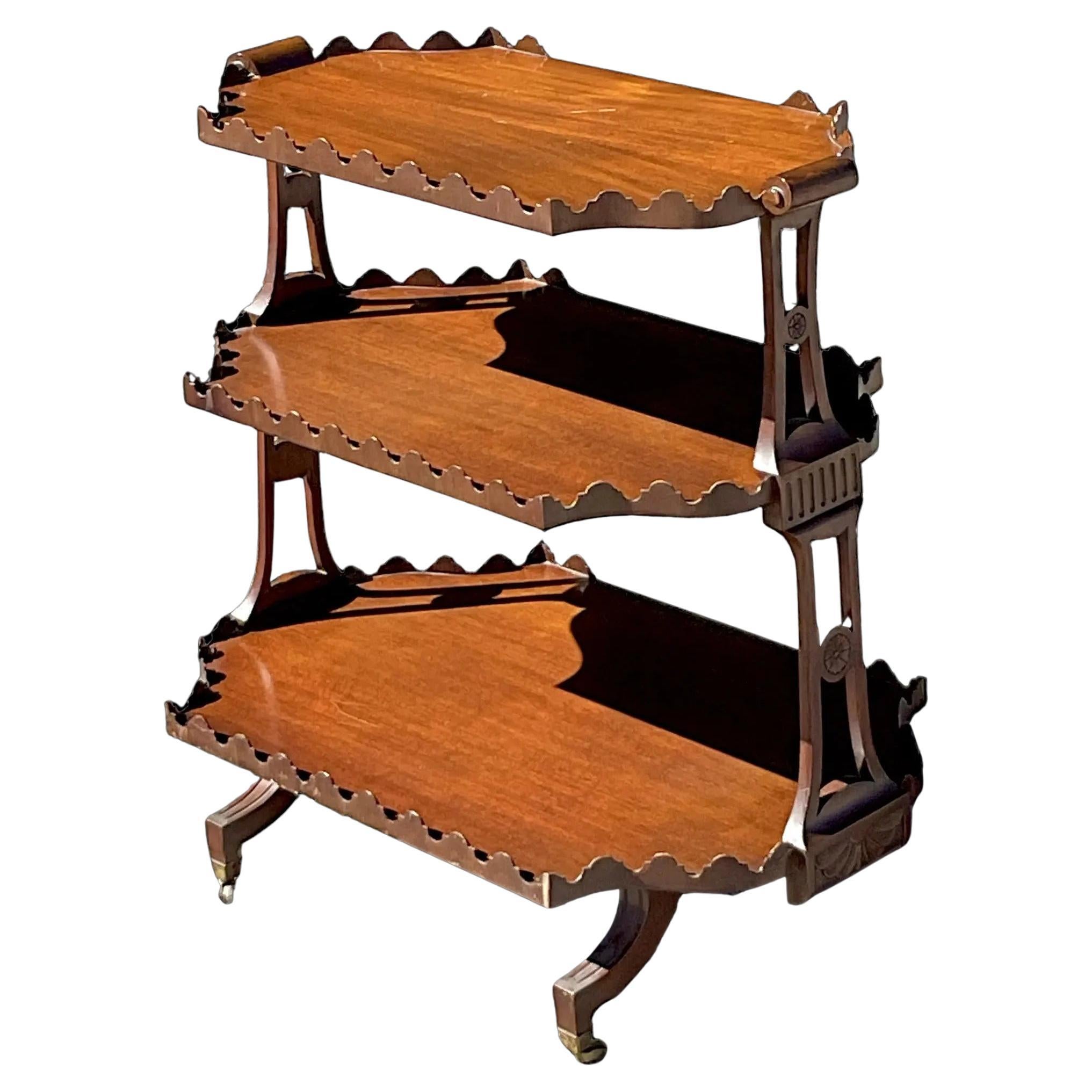 Vintage Regency Scalloped Tabouret For Sale