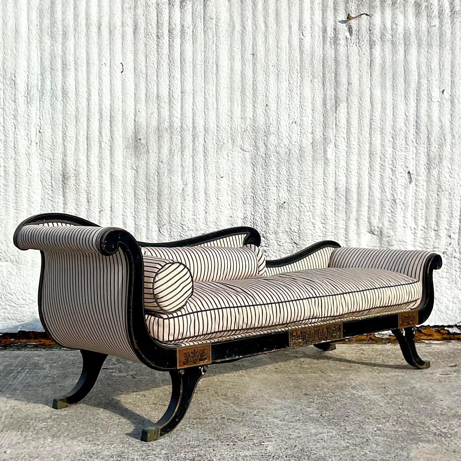 Vintage Regency Scroll Arm Settee 4