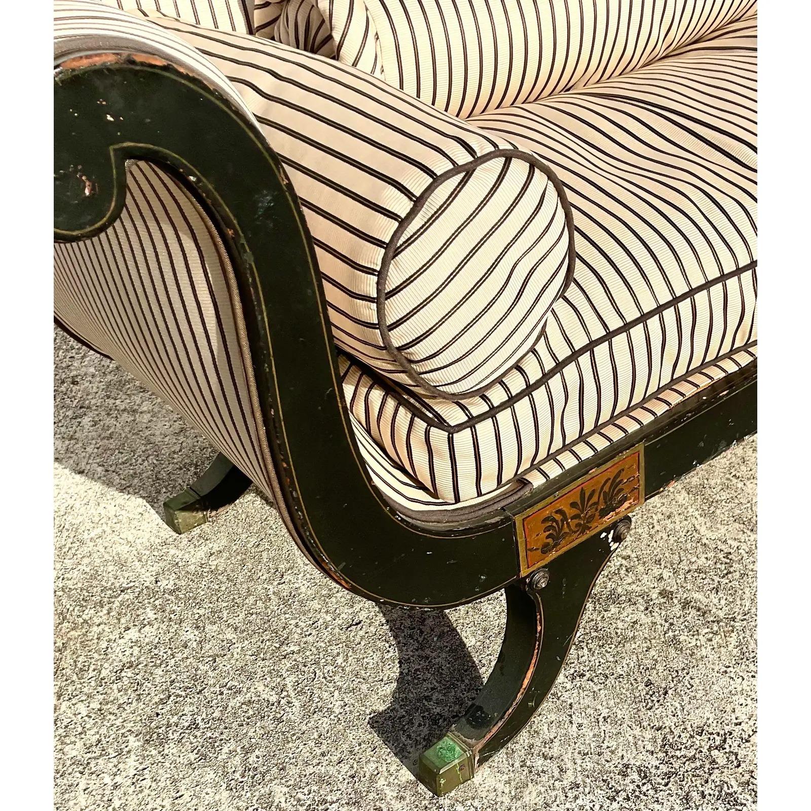 Vintage Regency Scroll Arm Settee 5