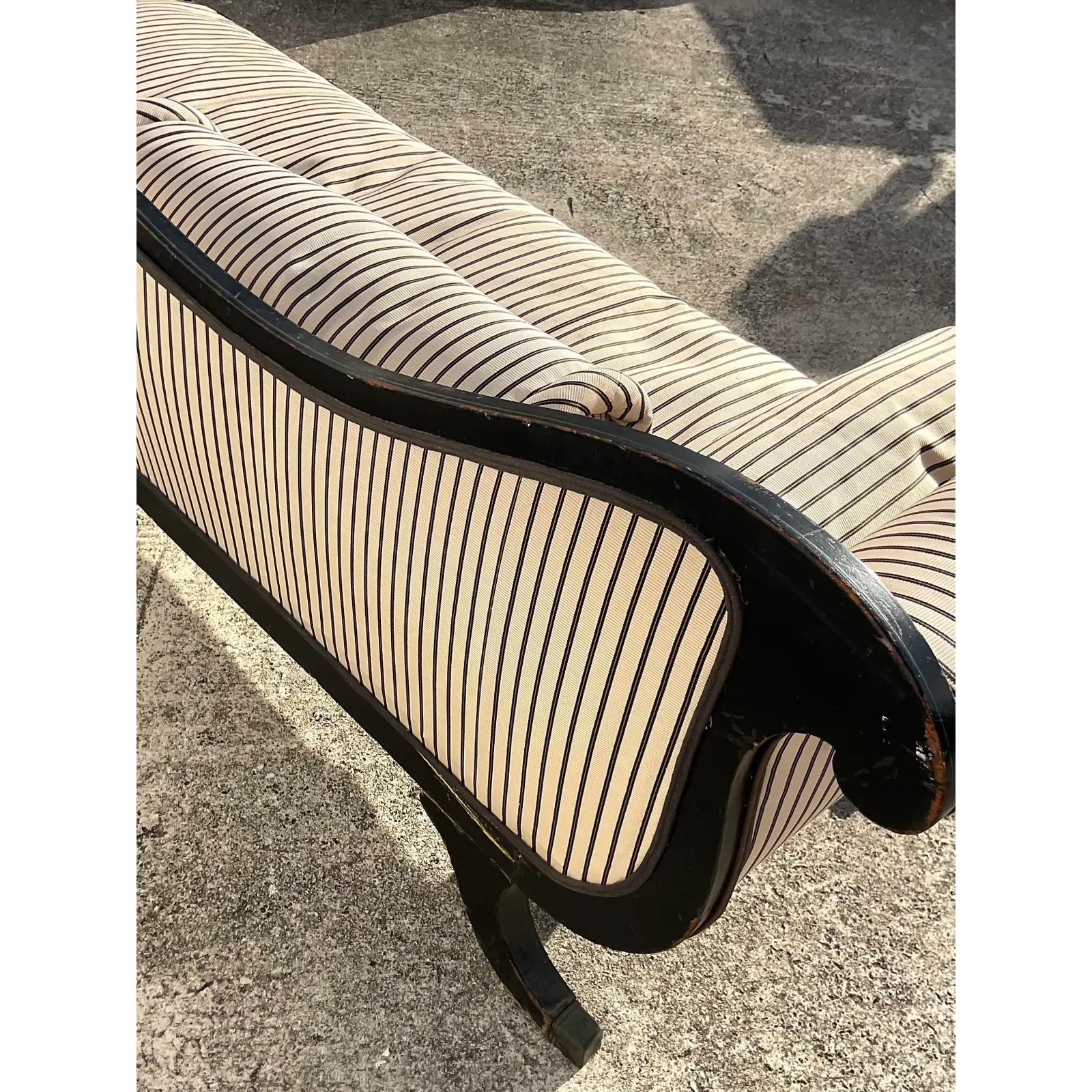 North American Vintage Regency Scroll Arm Settee