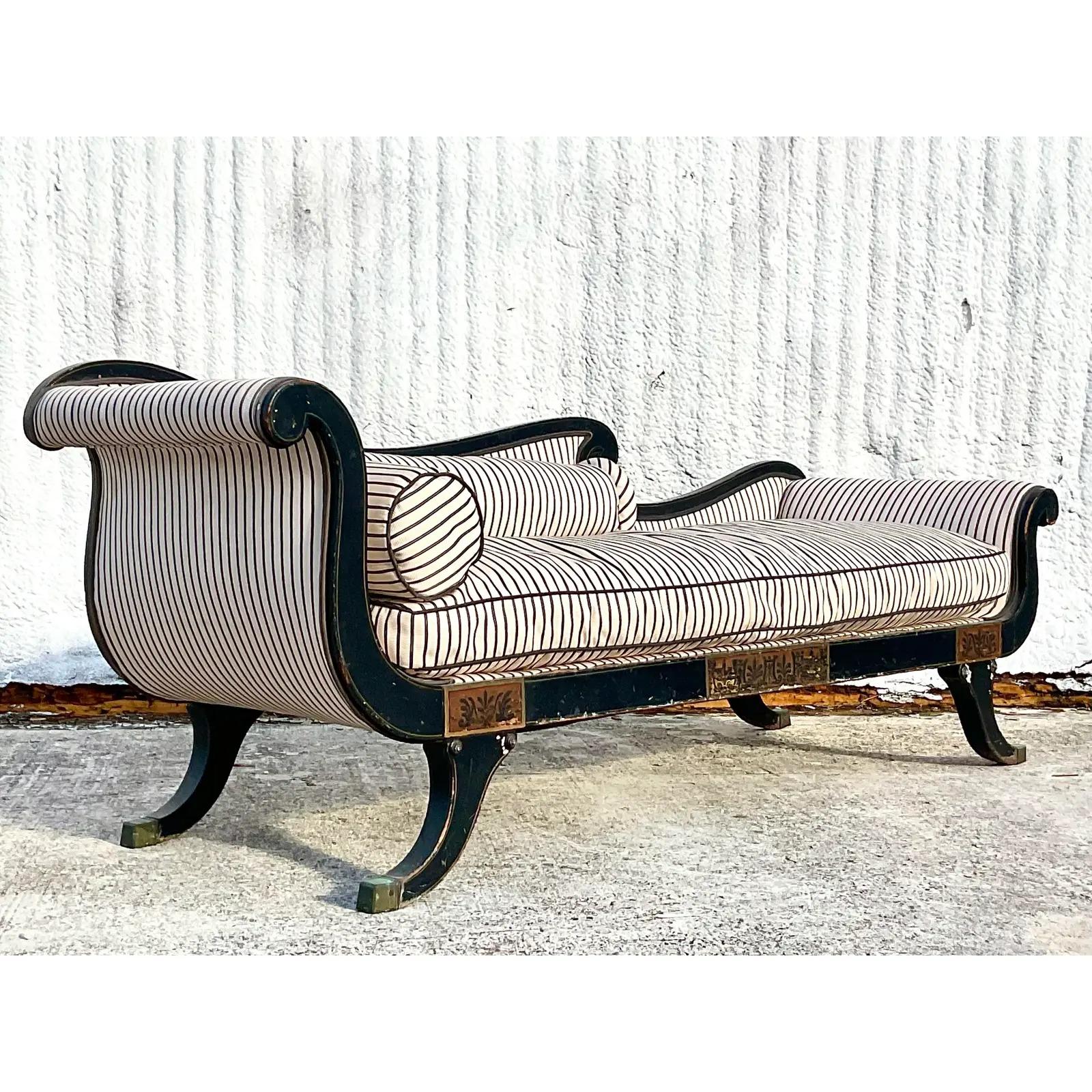 Vintage Regency Scroll Arm Settee 1