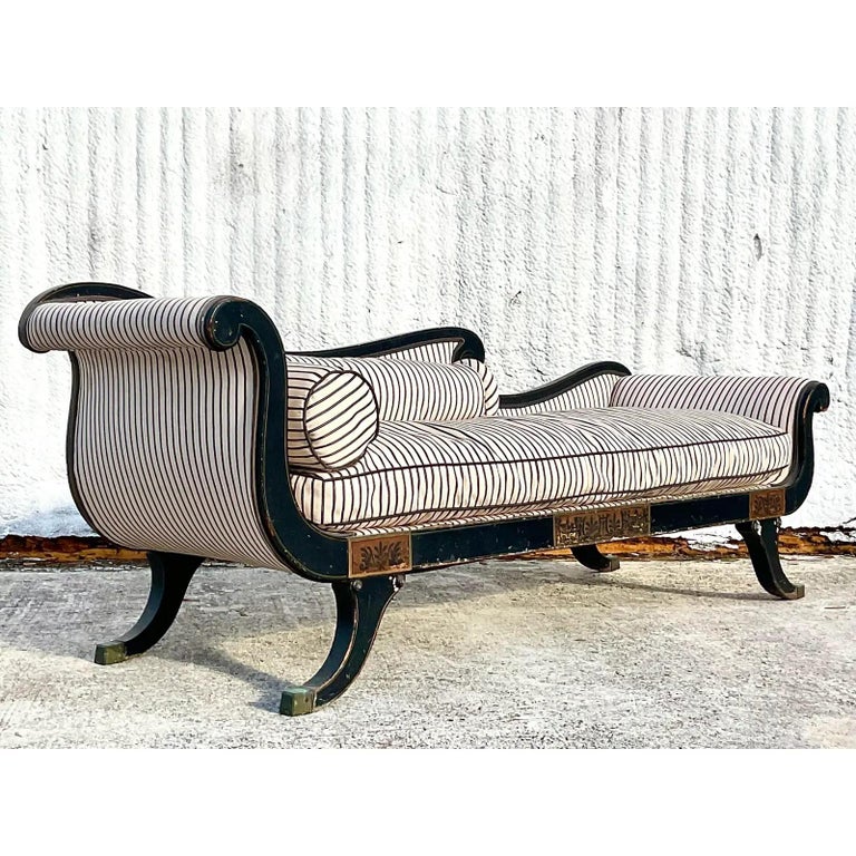 Vintage Regency Scroll Arm Settee For Sale at 1stDibs