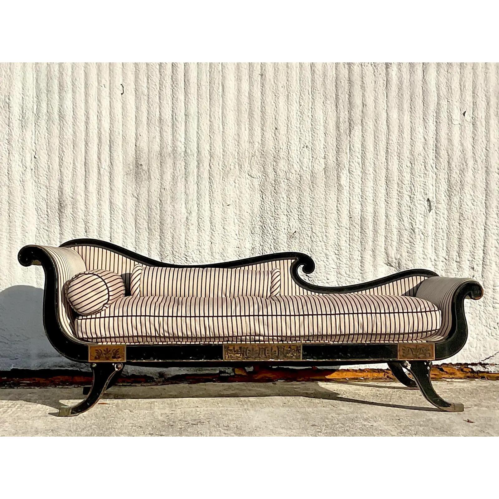 Vintage Regency Scroll Arm Settee 2