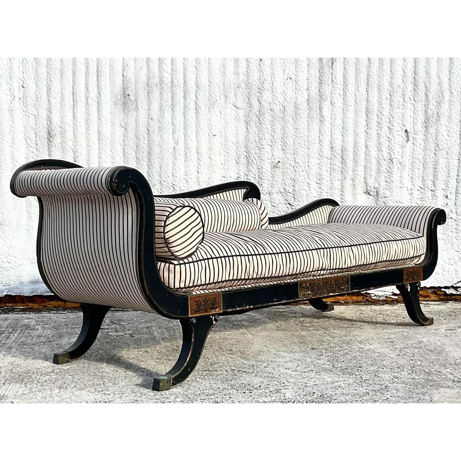 Vintage Regency Scroll Arm Settee 3