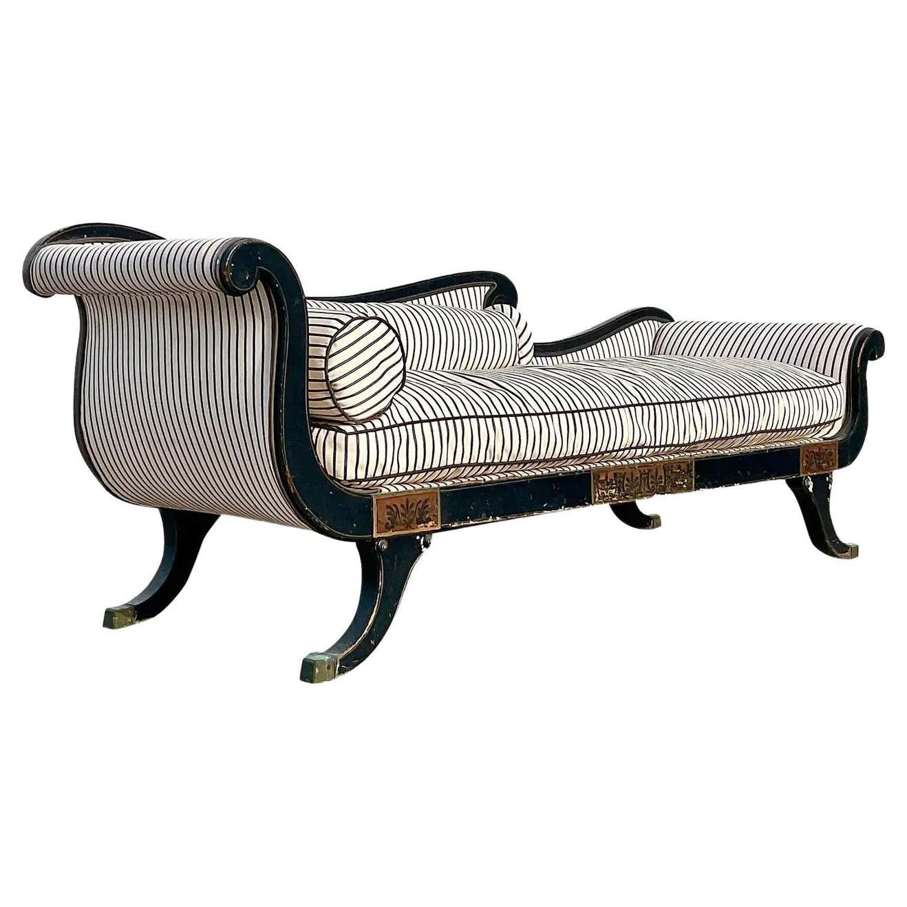 Vintage Regency Scroll Arm Settee For Sale at 1stDibs