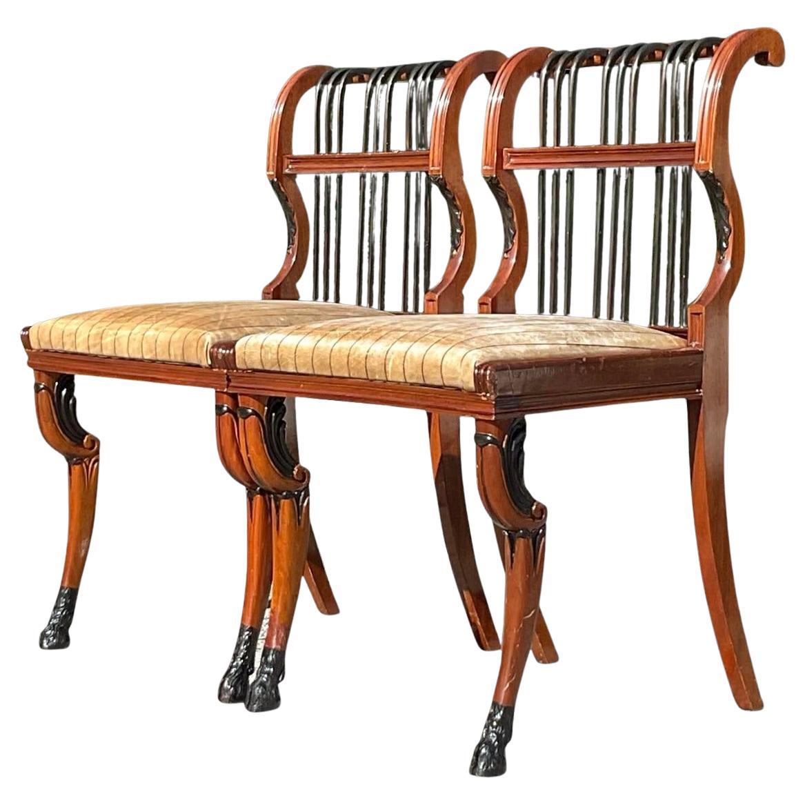 Pareja de sillas con respaldo Scroll Vintage Regency