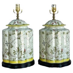 Vintage Regency Scully and Scully Bird Temple Jar Lamp - A Pair