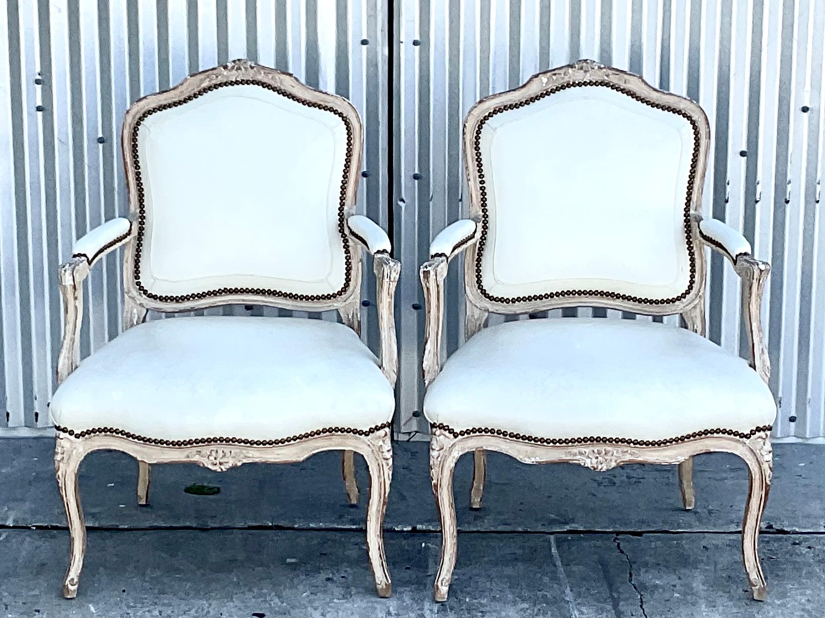 Vintage Regency Seamed Leather Bergere Chairs, a Pair 4