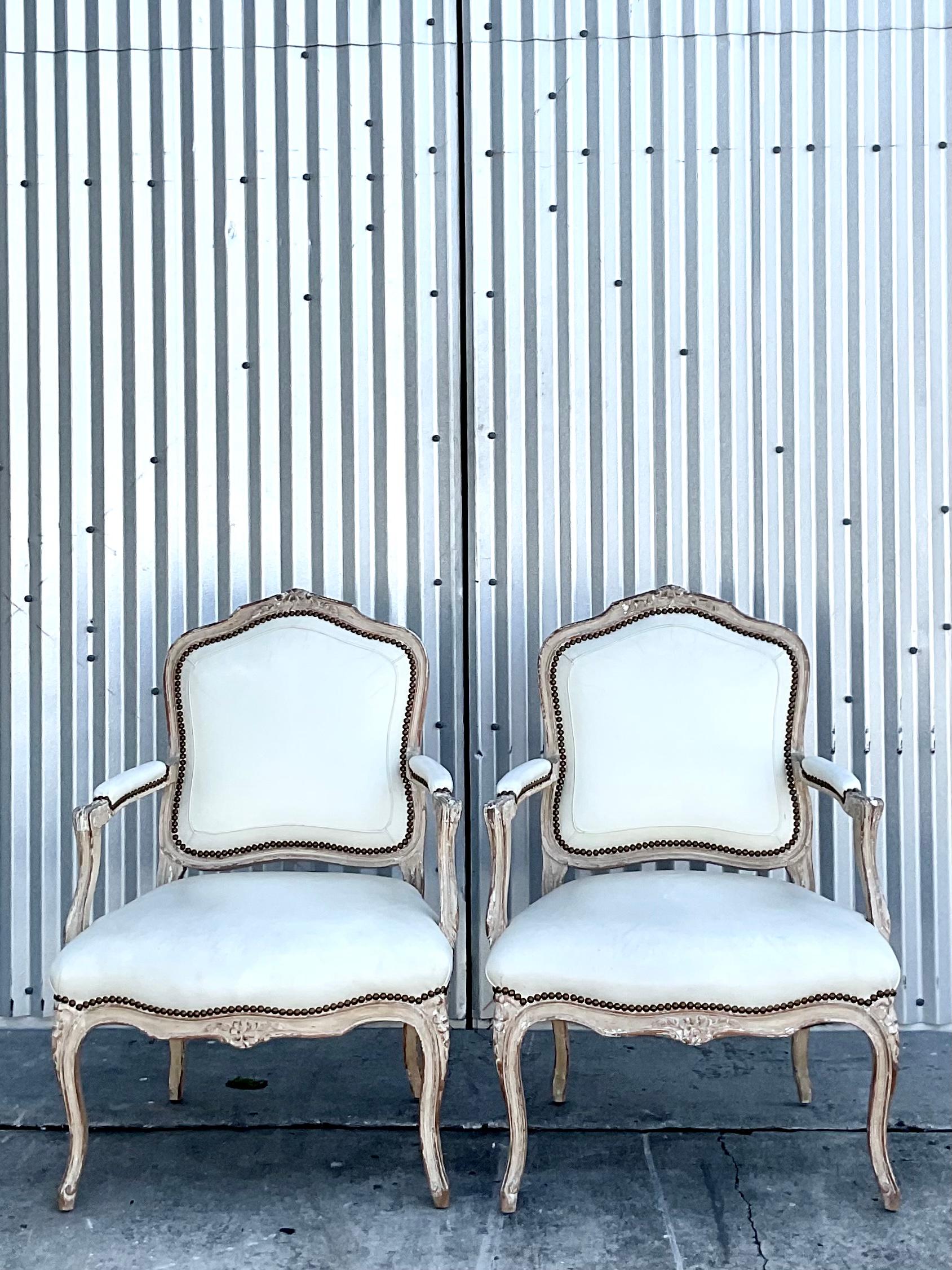 Vintage Regency Seamed Leather Bergere Chairs, a Pair 6