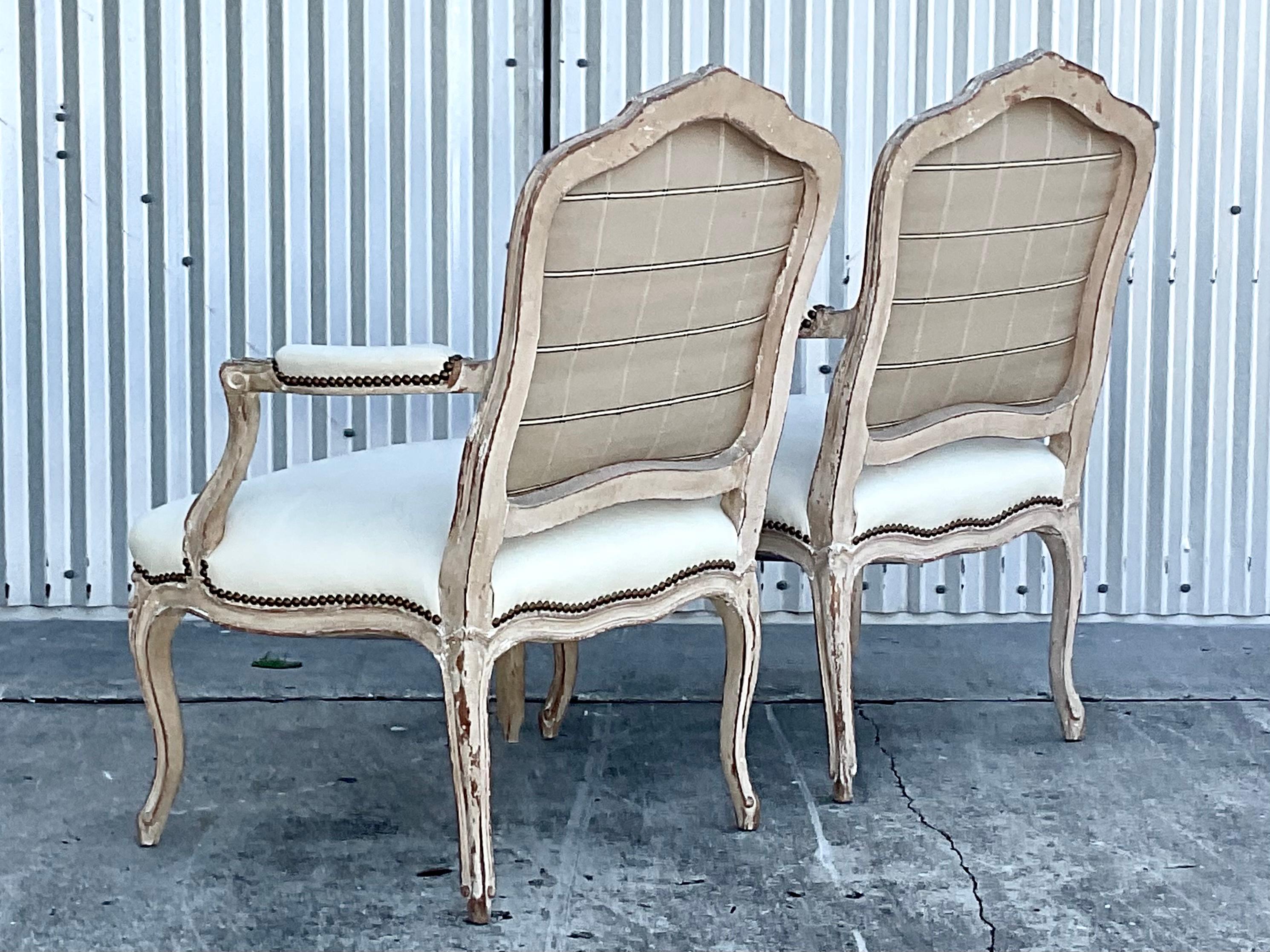 American Vintage Regency Seamed Leather Bergere Chairs, a Pair