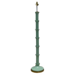 Vintage Regency Serge Roche Style Pale Green Glazed Ceramic Floor Lamp