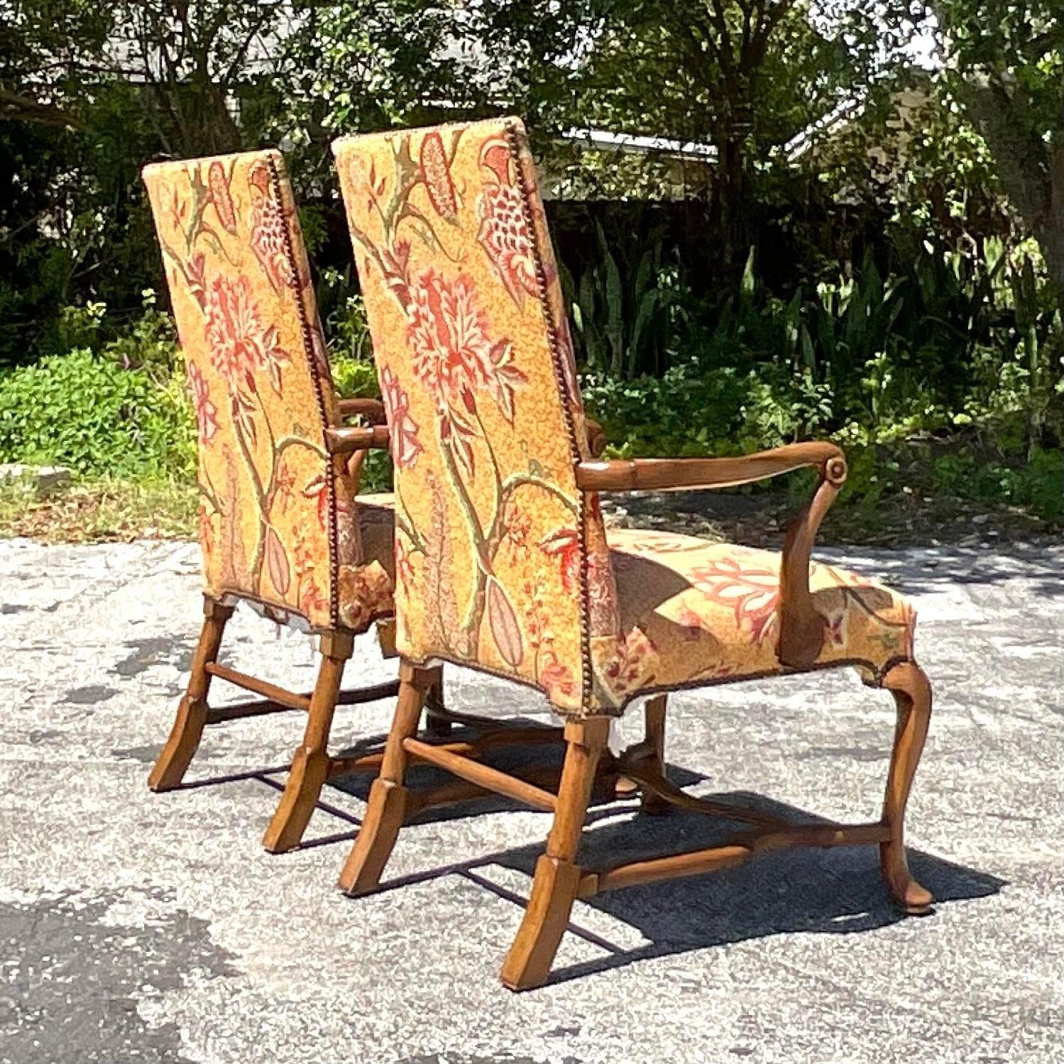 American Vintage Regency Shepard’s Crook High Back Chairs - a Pair For Sale