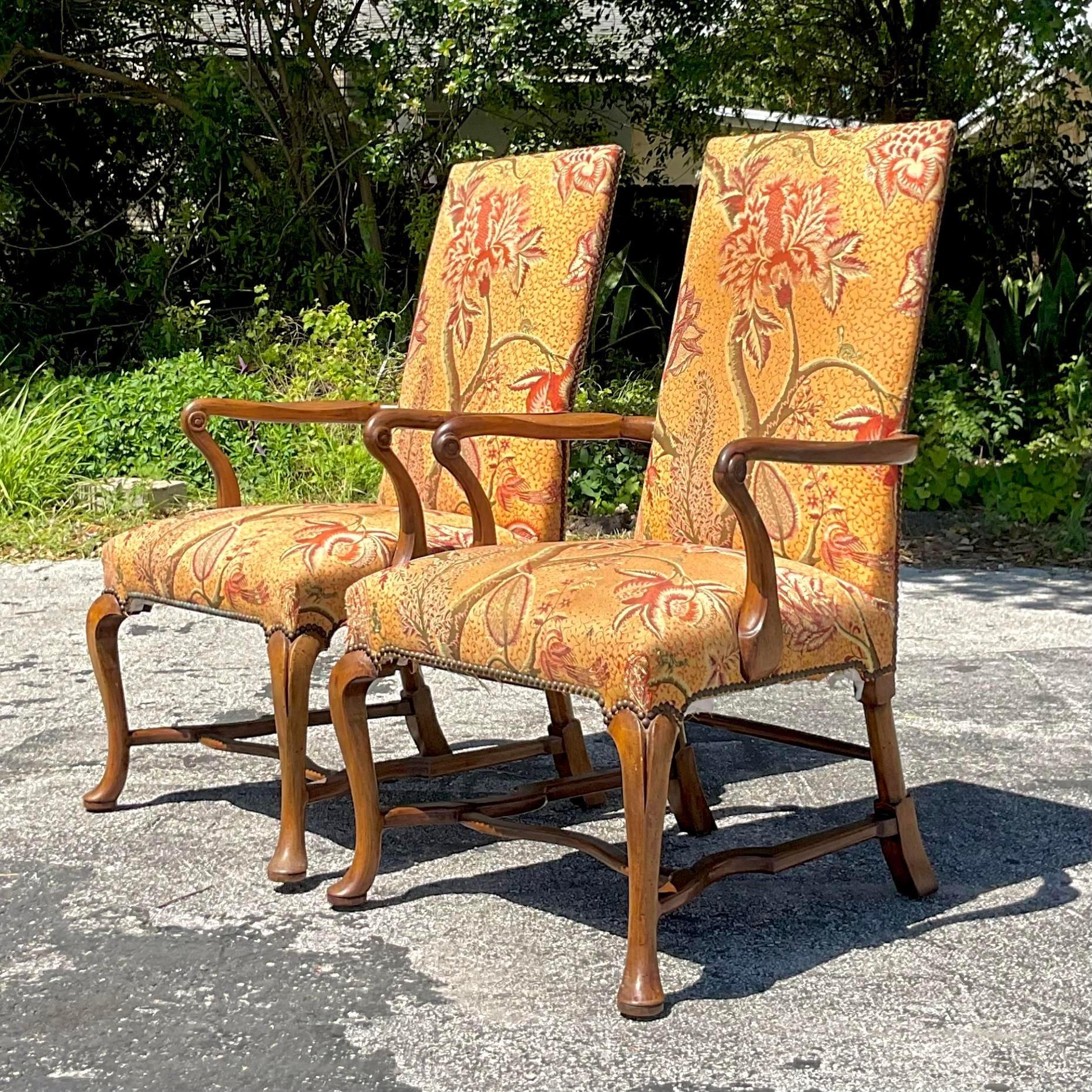 20th Century Vintage Regency Shepard’s Crook High Back Chairs - a Pair For Sale