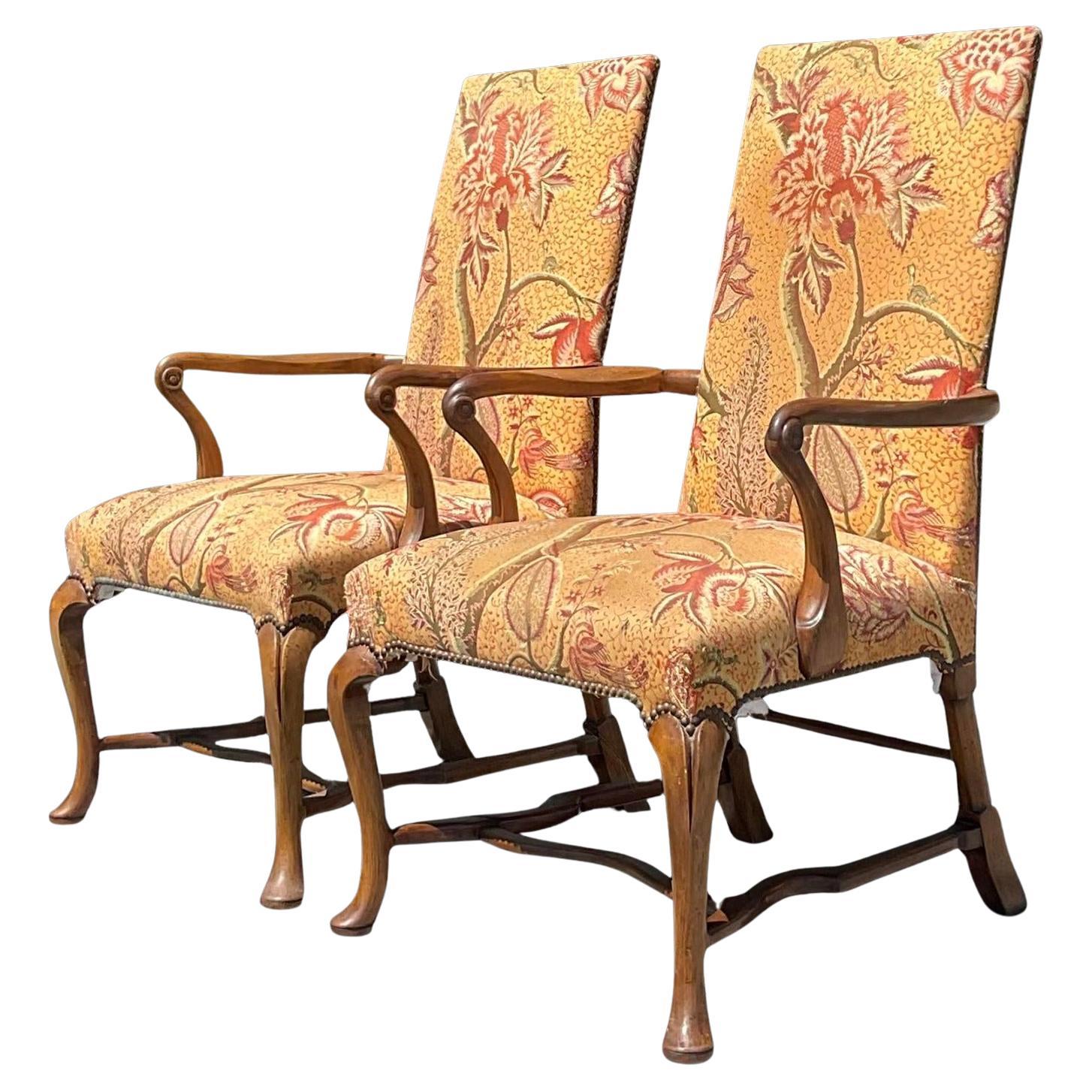 Vintage Regency Shepard’s Crook High Back Chairs - a Pair