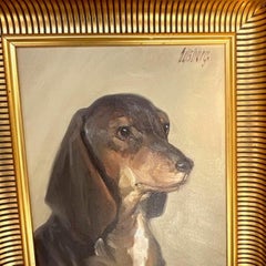 Vintage Regency Signed Original Oil Painting of Dog
