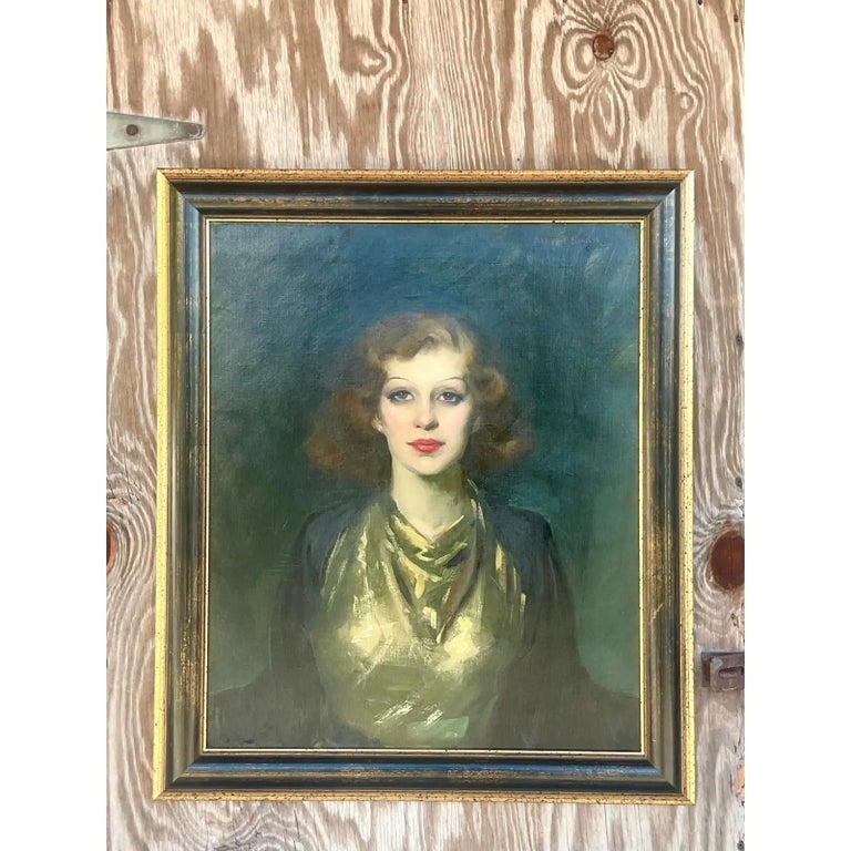 Vintage Regency Signed Original Oil Portrait For Sale at 1stDibs