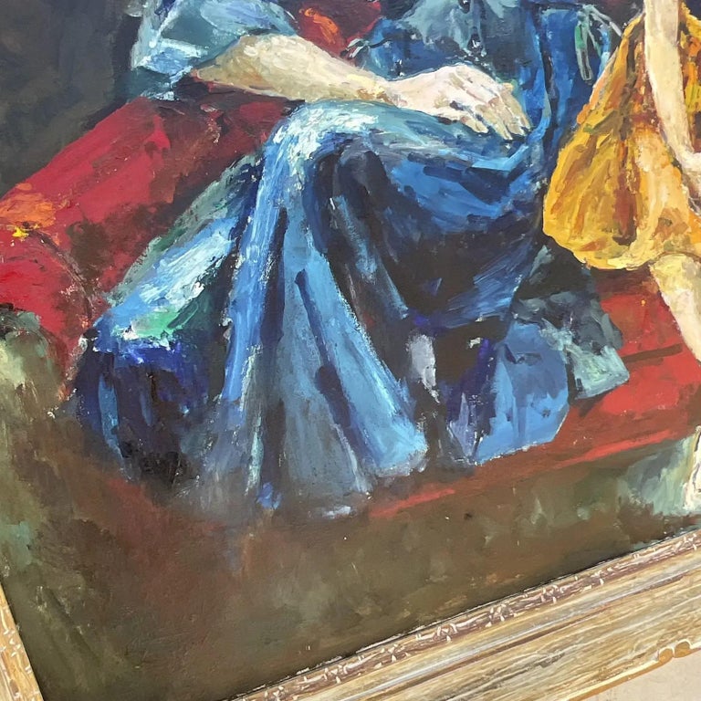 Vintage Regency Signed Original Oil Portrait of Women For Sale at 1stDibs