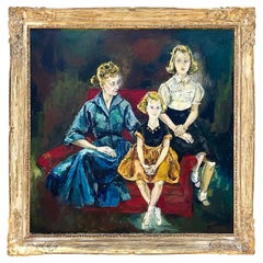 Vintage Regency Signed Original Oil Portrait of Women