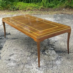 Vintage Regency Signed Tommi Parzinger “Racetrack” Extendable Inlay Dining Table