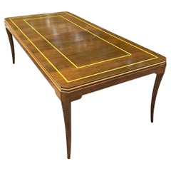 Vintage Regency Signed Tommi Parzinger “Racetrack” Extendable Inlay Dining Table