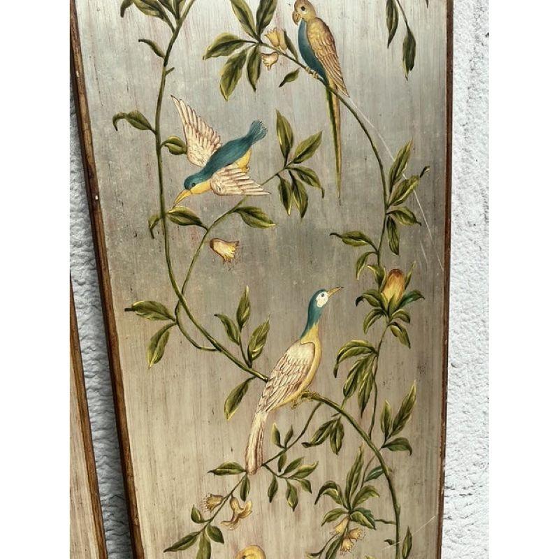 Gesso Vintage Regency Silver Leaf Floral Panels - Set of 3 For Sale
