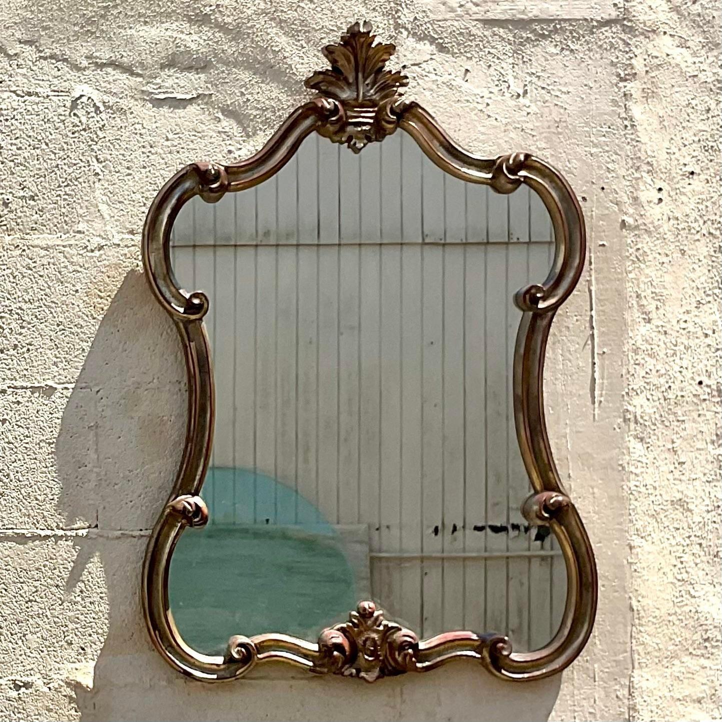 Américain Miroir Vintage Regency Silver Leaf en vente