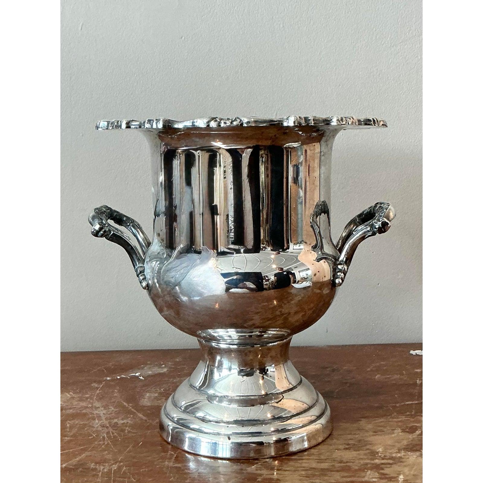 Art déco Seau à champagne Vintage Regency Silver Plate en vente