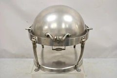 Vintage Regency Silver Plated Steel Round Catering Serving Chafing Dish w/ Lions