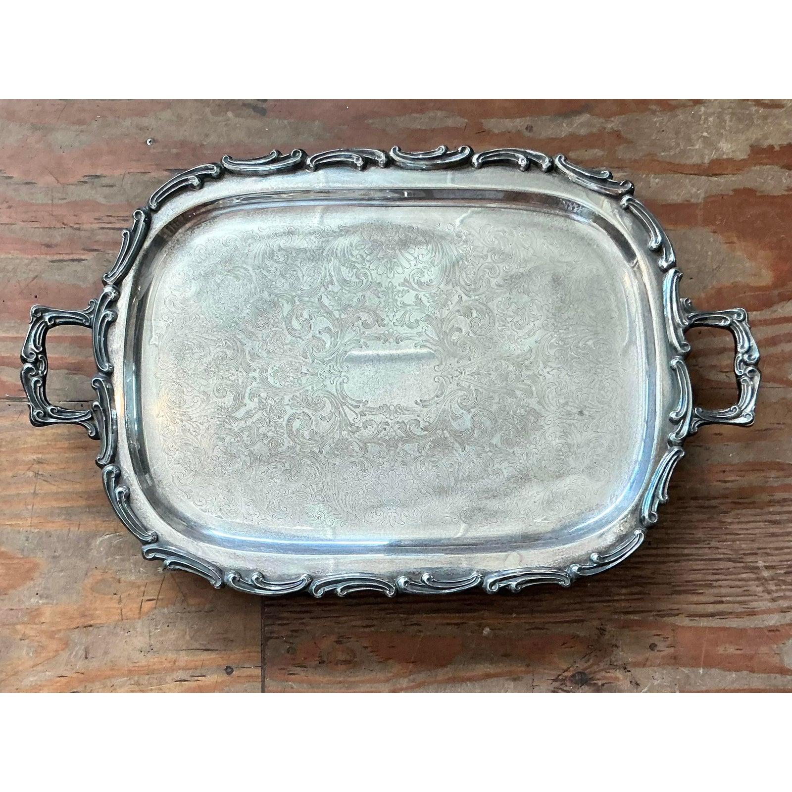 Vintage Regency Silverplate Serving Tray In Good Condition For Sale In West Palm Beach, FL