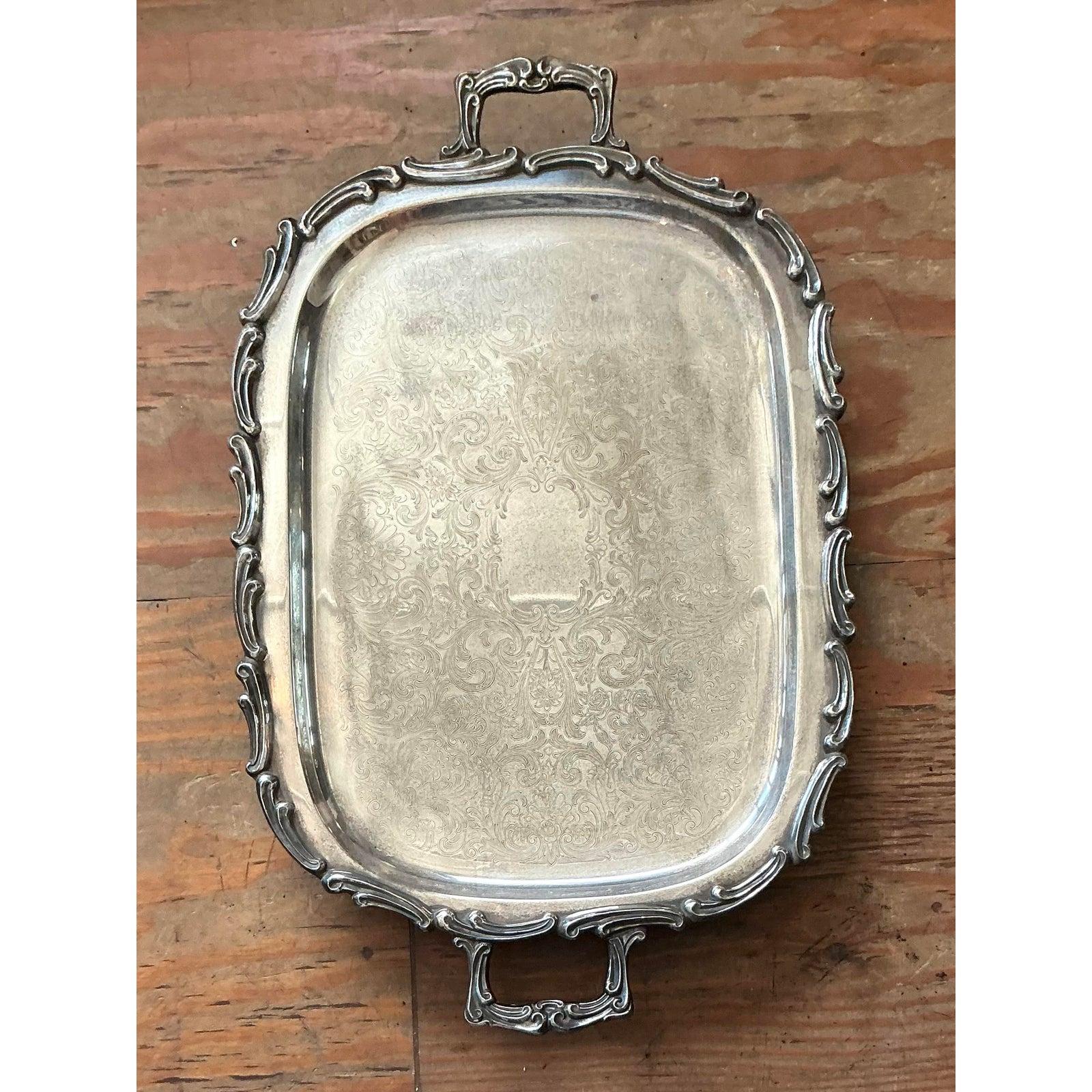 20th Century Vintage Regency Silverplate Serving Tray For Sale