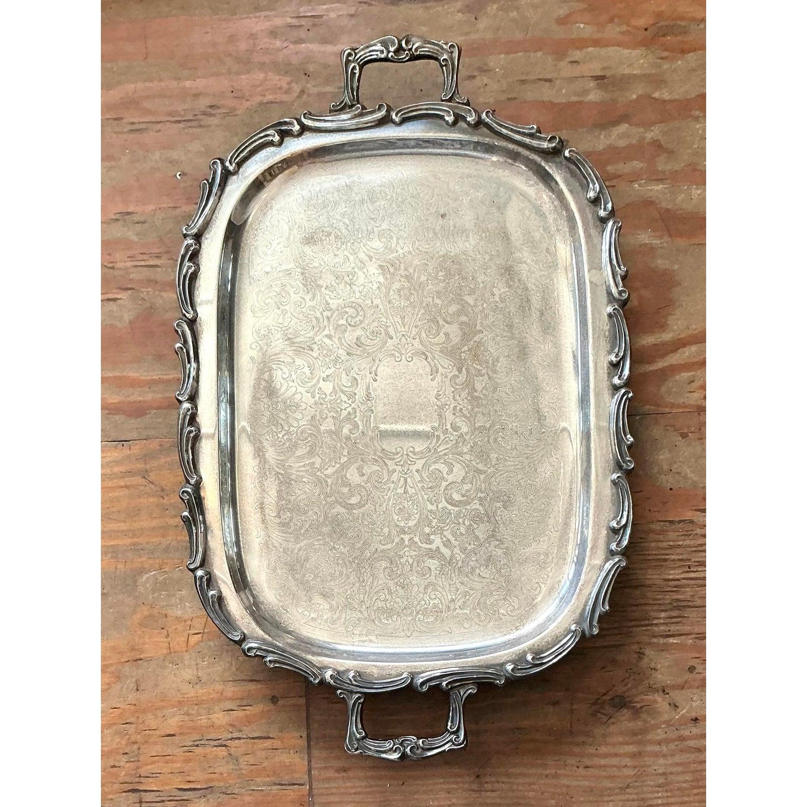 Vintage Regency Silverplate Serving Tray For Sale 1