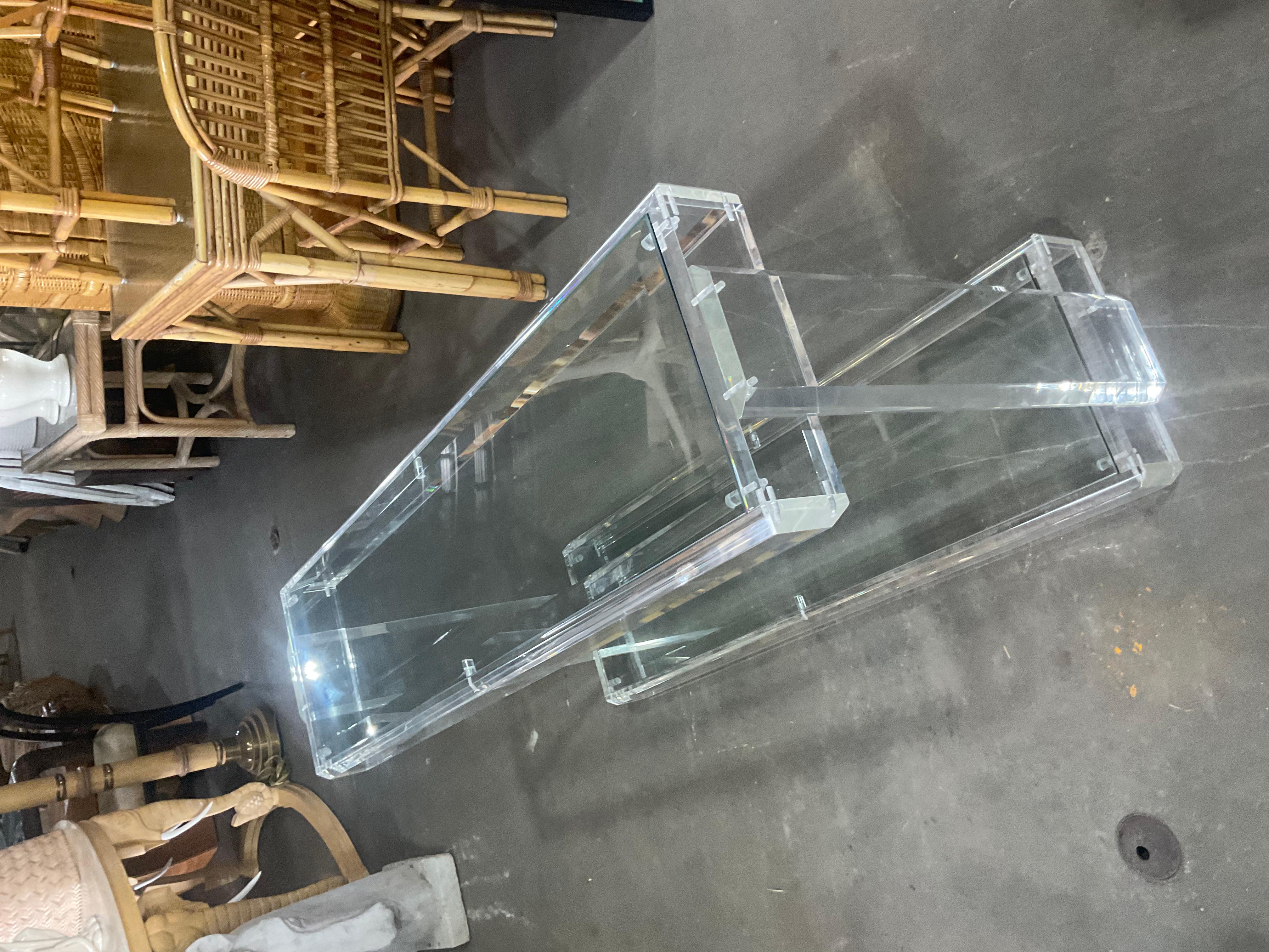 Vintage Regency Slab Lucite Console Table  In Good Condition In west palm beach, FL