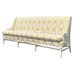 Vintage Regency Slipcovered Leather Bench