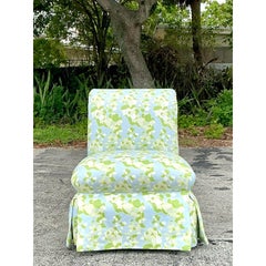 Chaise pantoufle Regency vintage Megan Adam pour Quadrille Floral Lines