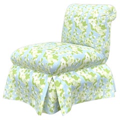 Vintage Regency Slipper Chair in Megan Adam for Quadrille “Floral Lines”