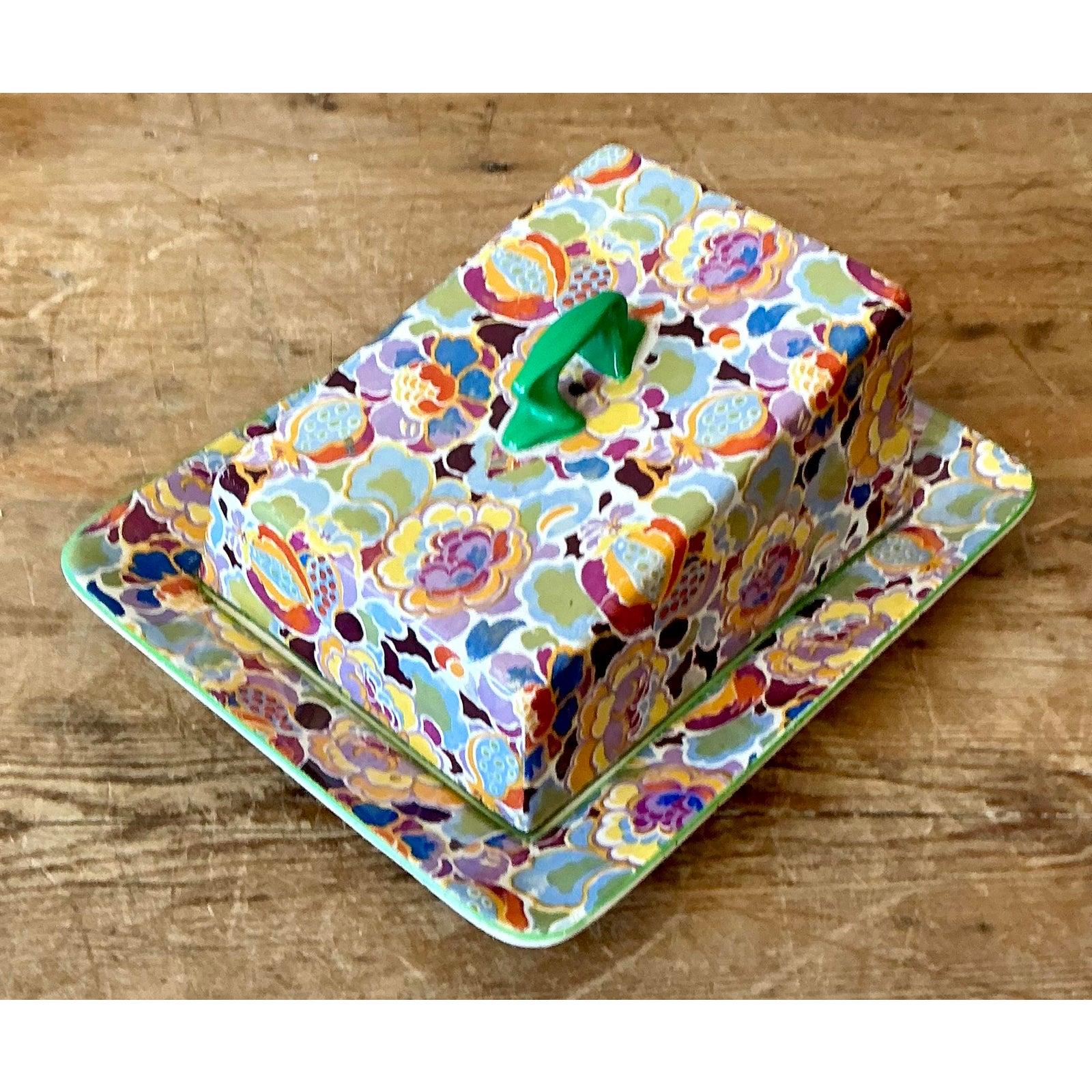 Vintage Regency SoHo Pottery Käsetablett mit Deckel (Emaille) im Angebot