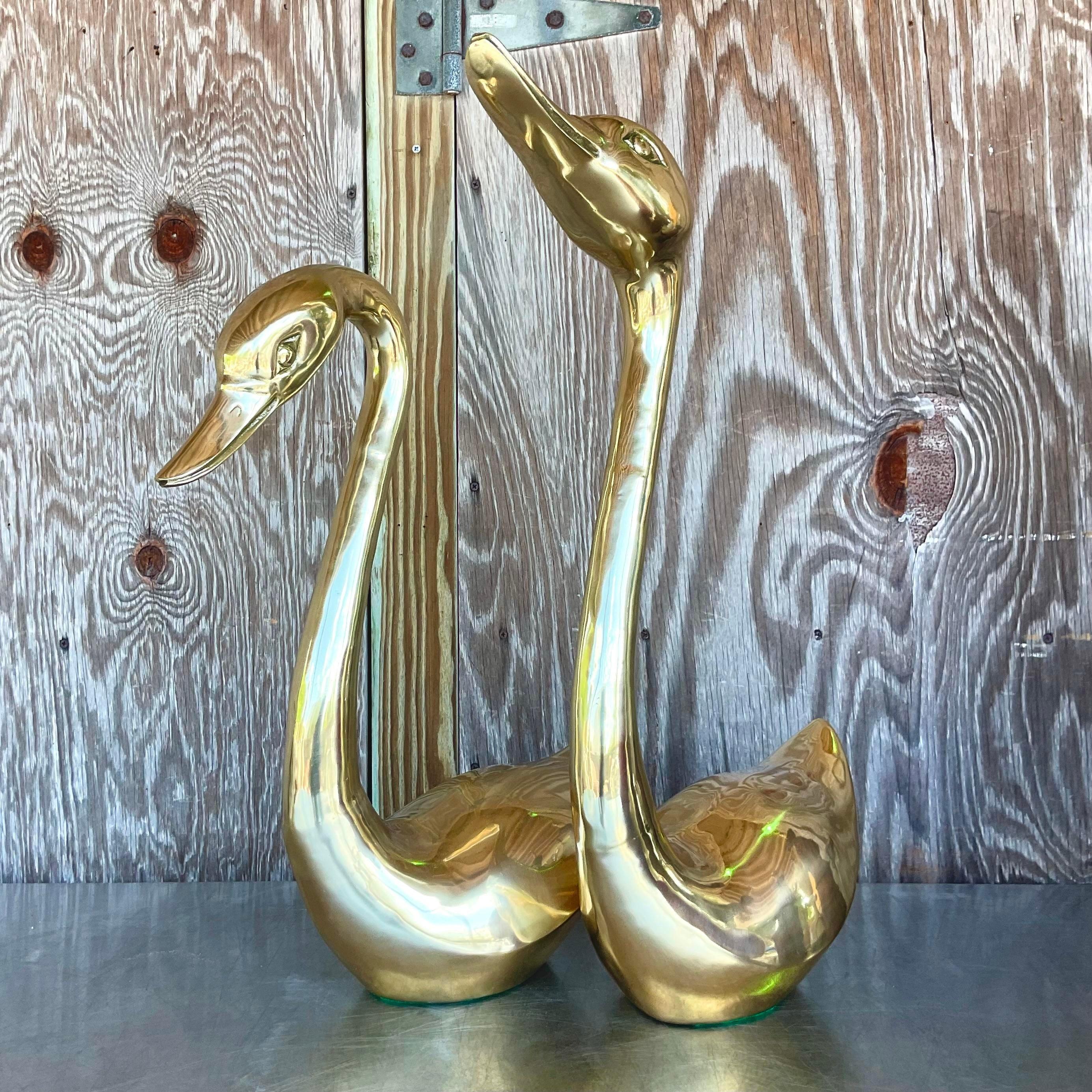 American Vintage Regency Solid Brass Ducks - a Pair For Sale