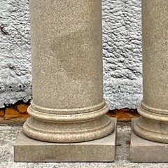 Paire de colonnes Vintage Regency en granit massif